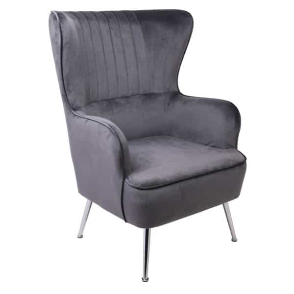 CROMA Πολυθρόνα - Μπερζέρα Σαλονιού - Καθιστικού, Ύφασμα Γκρι Velure 76x80x104cm - Image 8