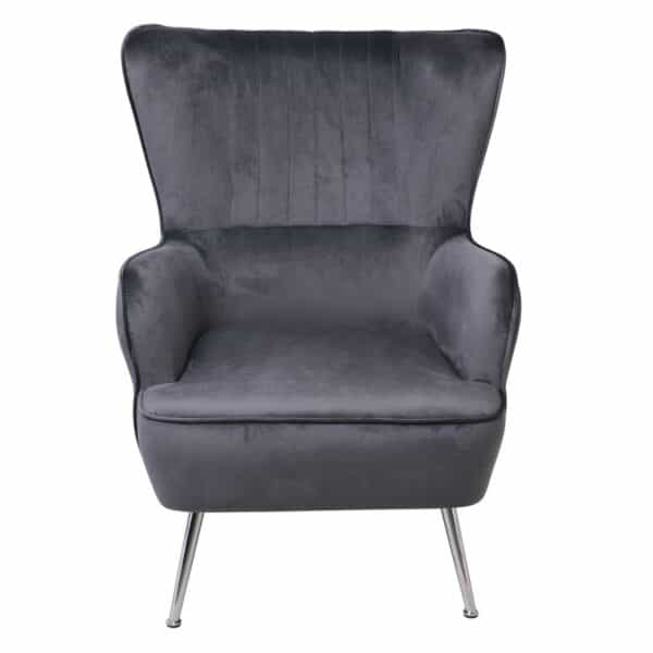 CROMA Πολυθρόνα - Μπερζέρα Σαλονιού - Καθιστικού, Ύφασμα Γκρι Velure 76x80x104cm - Image 9