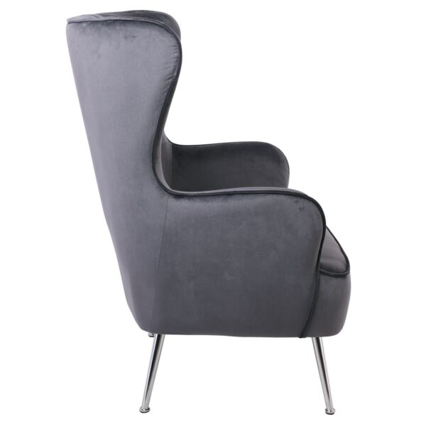 CROMA Πολυθρόνα - Μπερζέρα Σαλονιού - Καθιστικού, Ύφασμα Γκρι Velure 76x80x104cm - Image 10