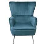 CROMA Πολυθρόνα - Μπερζέρα Σαλονιού - Καθιστικού, Ύφασμα Μπλε Velure 76x80x104cm - Image 9