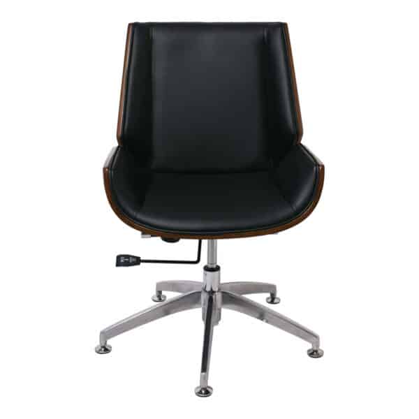 BF9860V Πολυθρόνα Επισκέπτη Μέταλλο Χρώμιο Καρυδί - Pu Μαύρο 65x66x82/90cm - Image 8