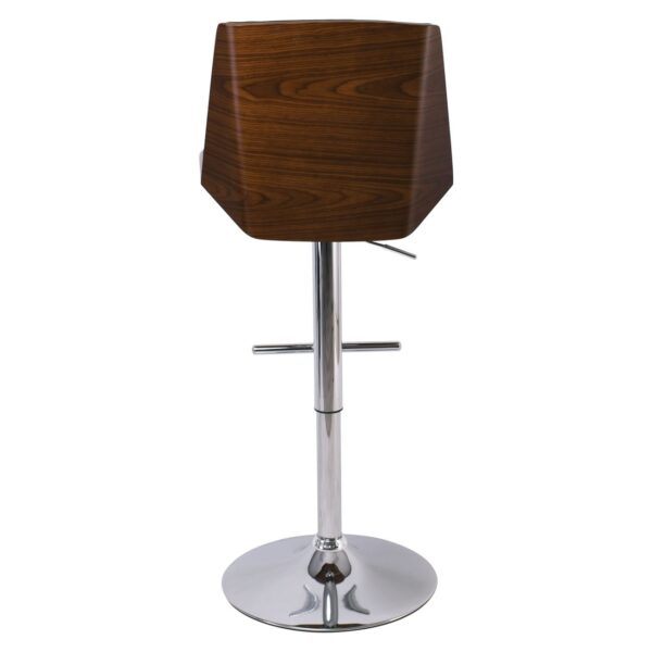 NUMAN Σκαμπό BAR με Πλάτη, Χρώμιο, Καρυδί - ΡU Μαύρο, Ρύθμιση Ύψους, Περιστρεφόμενο 52x50x62/96-83/117cm - Image 11