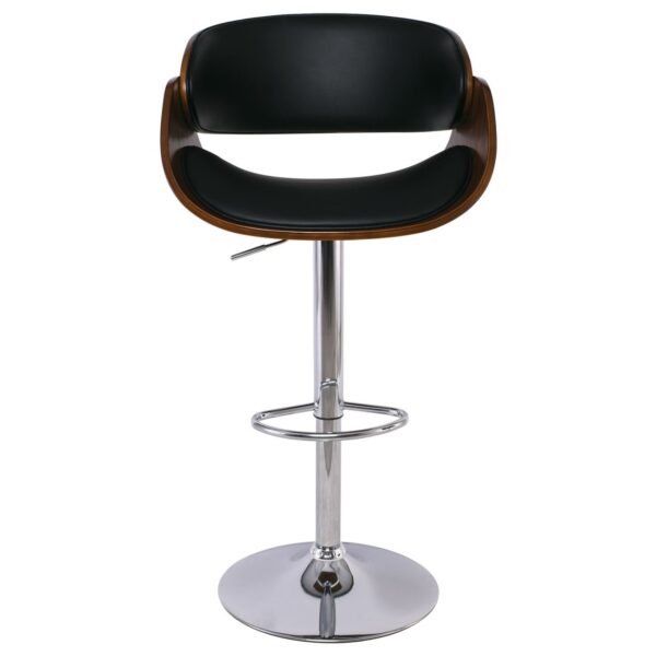 JOY Σκαμπό BAR με Πλάτη, Βάση Χρώμιο, Καρυδί - PU Μαύρο, Ρυθμιζόμενο Ύψος 58x51x62/92-83/113cm - Image 9