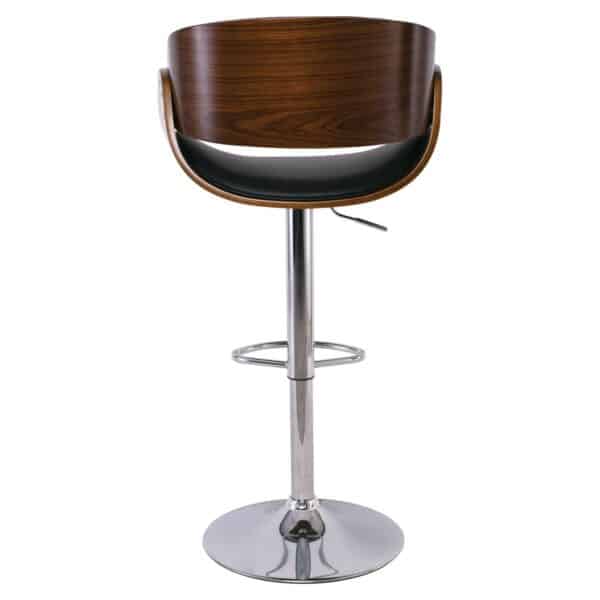 JOY Σκαμπό BAR με Πλάτη, Βάση Χρώμιο, Καρυδί - PU Μαύρο, Ρυθμιζόμενο Ύψος 58x51x62/92-83/113cm - Image 11