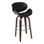 GOMEZ Σκαμπό BAR με Πλάτη, Απόχρωση Καρυδί, PU Μαύρο Περιστρεφόμενο 54x57x76/107cm - Image 8