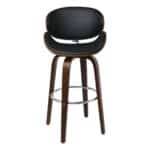 GOMEZ Σκαμπό BAR με Πλάτη, Απόχρωση Καρυδί, PU Μαύρο Περιστρεφόμενο 54x57x76/107cm - Image 9