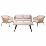 SALSA Plus Set Σαλόνι Κήπου ALU Μαύρο-Γυαλί-Wicker Φυσικό: Τραπέζι+2 Θέσιος+2 Πολυθρόνες 110x55x44-149x74x71-71x71x71cm - Image 5