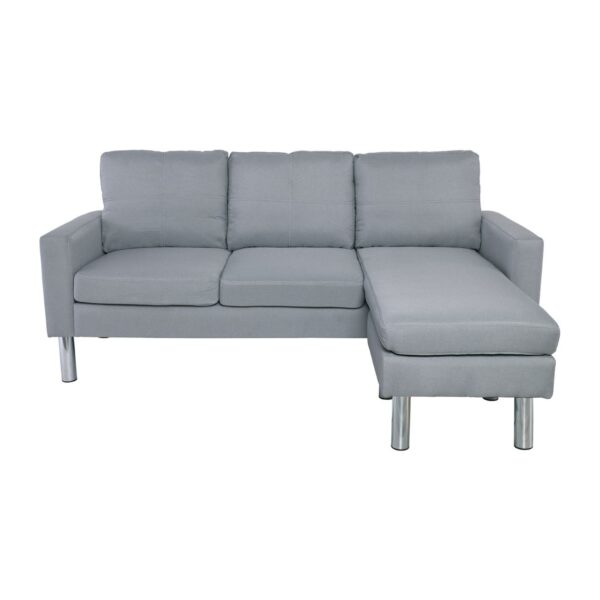 REVERSE Καναπές Σαλονιού Καθιστικού, Γωνία Αναστρέψιμος Ύφασμα Ανοιχτό Γκρι 197x131x74cm H.86cm - Image 9