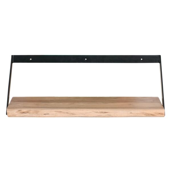 WALL-2  Ράφι Τοίχου Μέταλλο Βαφή Μαύρο, Ξύλο Ακακία Φυσικό 60x25x20cm - Image 6