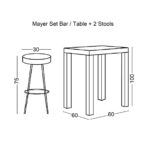 MAYER Set Bar Τραπέζι + 2 Σκαμπό Μέταλλο Βαφή Ανθρακί - Antique Brown Table:60x60x100 Stool:Φ30 H.75 - Image 8