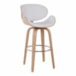 GOMEZ Σκαμπό BAR με Πλάτη, Απόχρωση Φυσικό, PU Άσπρο, Περιστρεφόμενο 54x57x76/107cm - Image 8