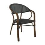 VEGERA Πολυθρόνα Dining Αλουμίνιο Βαφή Καρυδί Textilene Μαύρο, Στοιβαζόμενη 57x58x83cm - Image 8