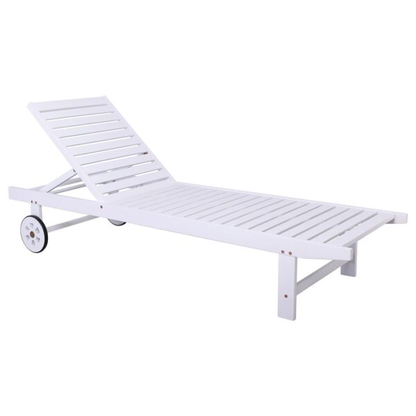 LUGANO Ξαπλώστρα Ξύλο Acacia, Απόχρωση Άσπρο 65x196x32cm - Image 5