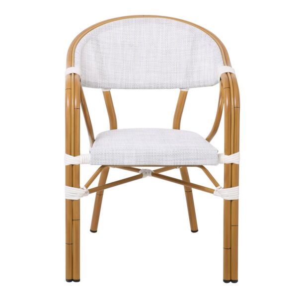 VEGERA Πολυθρόνα Dining Αλουμίνιο Βαφή Φυσικό Textilene Εκρού, Στοιβαζόμενη 57x58x83cm - Image 11