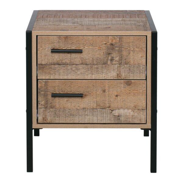 PALLET-W Κομοδίνο με 2 Συρτάρια Μέταλλο Βαφή Μαύρο - Antique Oak 44x40x50cm - Image 6