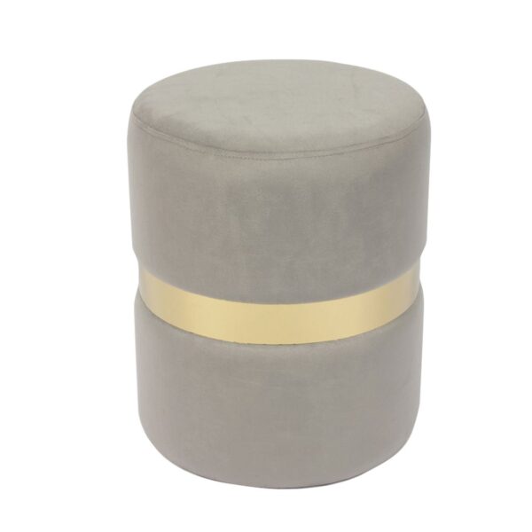 TOMMY Σκαμπό Βοηθητικό, Χρώμιο Χρυσό, Ύφασμα Velure Απόχρωση Γκρι Φ35cm Η.43cm - Image 4