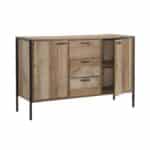 PALLET-W Μπουφές Σαλονιού Τραπεζαρίας, Μέταλλο Βαφή Μαύρο - Antique Oak 124x40x80cm - Image 4