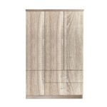 CLOSET Ντουλάπα Τετράφυλλη, 5 Ράφια, 2 Συρτάρια, Θέσεις για Κρεμάστρες, Απόχρωση Sonoma 120x50x180cm - Image 4