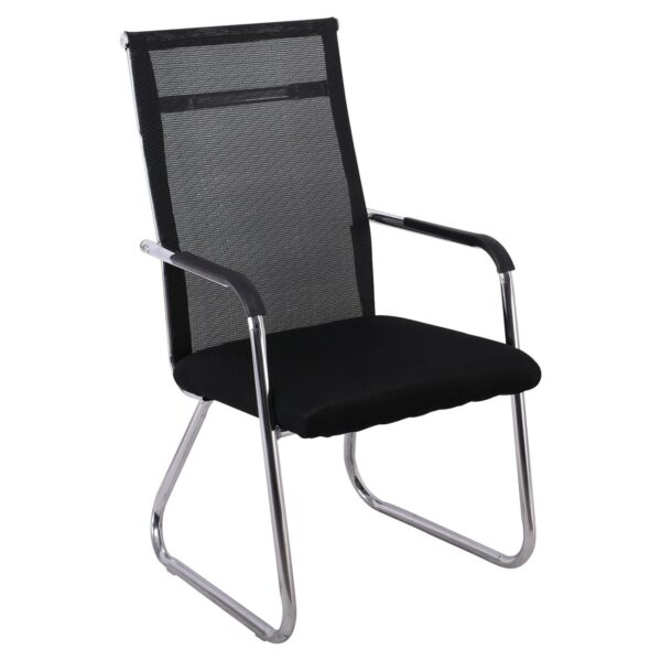 ALTA Πολυθρόνα Γραφείου Επισκέπτη Χρώμιο, Mesh Μαύρο 54x64x100cm - Image 8