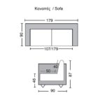 JAY Καναπές - Κρεβάτι Σαλονιού - Καθιστικού, Ύφασμα Γκρι 179x90x87cm Bed:179x110x48cm - Image 6