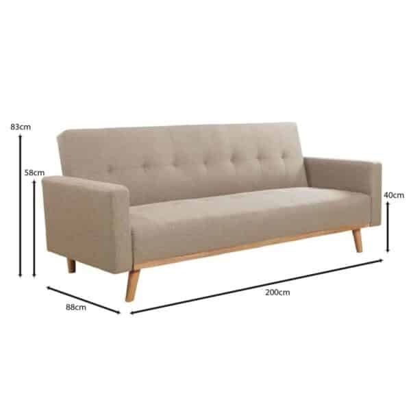 CARLOS Καναπές - Κρεβάτι Σαλονιού Καθιστικού, Ύφασμα Cappuccino 200x88x83cm Bed:180x109x40cm - Image 8