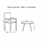 SALSA Coral Coffee Set Κήπου Μέταλλο Μαύρο - Γυαλί - Wicker Φυσικό: Τραπεζάκι+2 Πολυθρόνες TableΦ50x44 Armchair72x62x81cm - Image 6