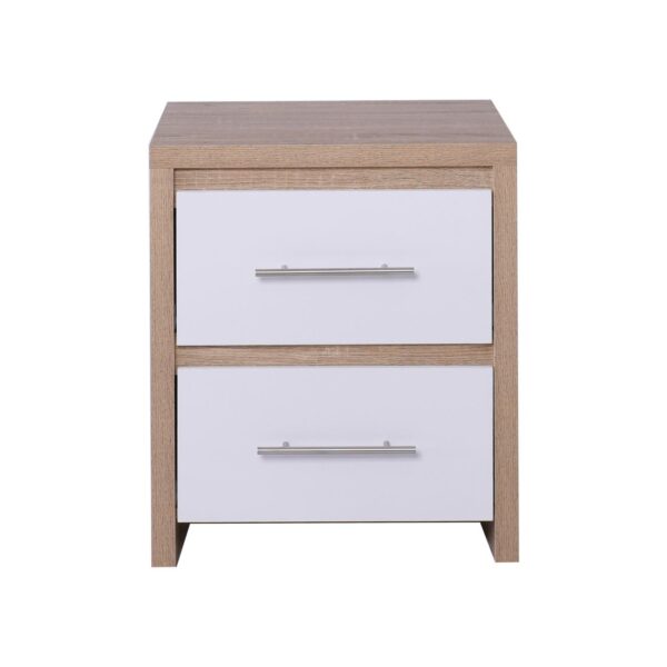 KENNEL Κομοδίνο 2 Συρτάρια, Απόχρωση Sonoma Άσπρο 47x39x57cm - Image 6