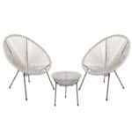 ACAPULCO Set Κήπου - Βεράντας: Τραπέζι + 2 Πολυθρόνες Μέταλλο Μαύρο / Rattan Άσπρο Τραπ:Φ50x50cm - Πολ:73x76x89cm - Image 5