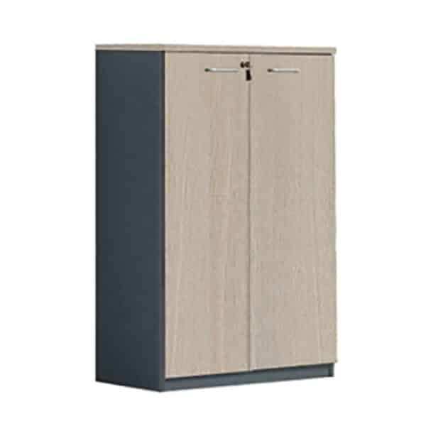 PROGRESS Ντουλάπι Γραφείου Δίφυλλο, 3 Ράφια, Απόχρωση Elm - Sky Grey 80x40x120cm - Image 4