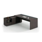 ADVANCE Γραφείο Αριστερή Γωνία Σκούρο Καρυδί - Sky Grey 180x80/160x40 (H.75)cm - Image 5