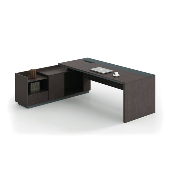 ADVANCE Γραφείο Αριστερή Γωνία Σκούρο Καρυδί - Sky Grey 180x80/160x40 (H.75)cm - Image 5