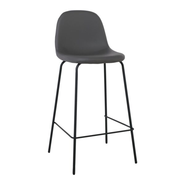 CELINA Σκαμπό BAR με Πλάτη, Κάθισμα H.67cm, Μέταλλο Βαφή Μαύρο, Pvc Γκρι 47x48x67/95cm - Image 8