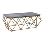 ACTON Τραπεζάκι Σαλονιού Καθιστικού, Μέταλλο Βαφή Χρυσό Γυαλί Tea Colour Tempered 136x71x45cm (Top 121x61cm) - Image 5