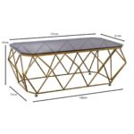 ACTON Τραπεζάκι Σαλονιού Καθιστικού, Μέταλλο Βαφή Χρυσό Γυαλί Tea Colour Tempered 136x71x45cm (Top 121x61cm) - Image 6