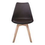 MARTIN STRIPE Καρέκλα Ξύλινο Πόδι, PP Καφέ 49x56x82cm - Image 9