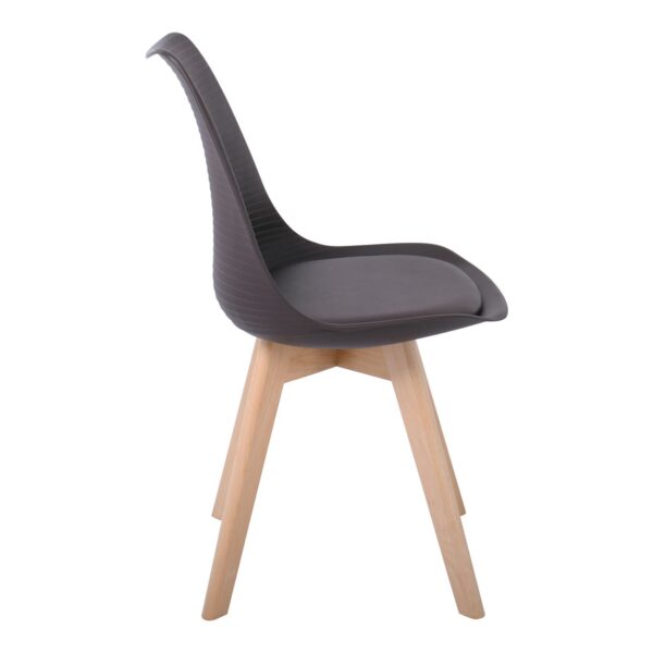 MARTIN STRIPE Καρέκλα Ξύλινο Πόδι, PP Καφέ 49x56x82cm - Image 10