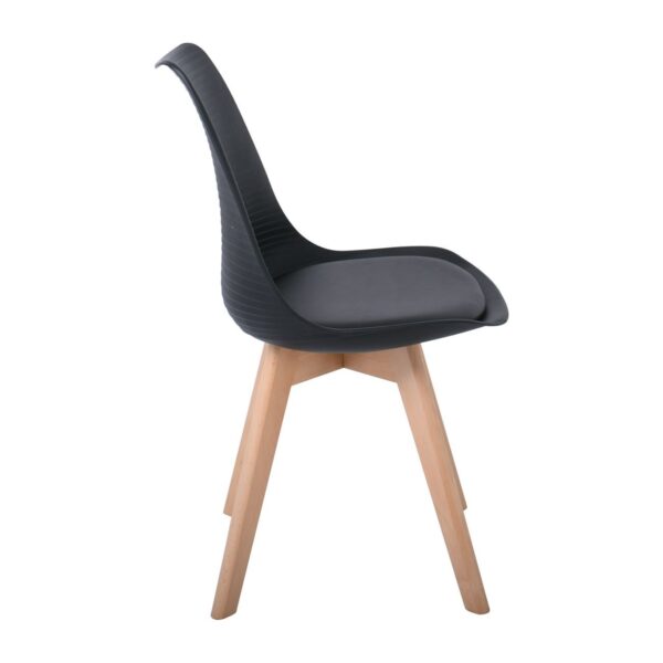 MARTIN STRIPE Καρέκλα Ξύλινο Πόδι, PP Μαύρο 49x56x82cm - Image 10
