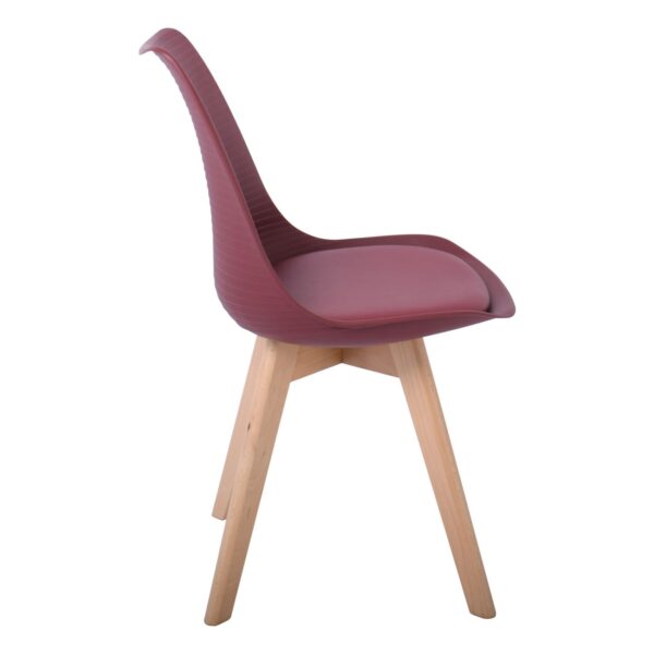 MARTIN STRIPE Καρέκλα Ξύλινο Πόδι, PP Μπορντώ 49x56x82cm - Image 10