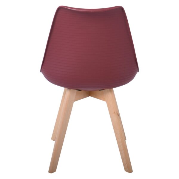 MARTIN STRIPE Καρέκλα Ξύλινο Πόδι, PP Μπορντώ 49x56x82cm - Image 11