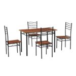 IVAR Set Τραπεζαρία Σαλονιού Κουζίνας: Τραπέζι + 4 Καρέκλες Μέταλλο Βαφή Μαύρο, Καρυδί Τρ.120x70x74 / Καρ.40x40x88 cm - Image 7