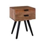 ANKO Κομοδίνο Μέταλλο Βαφή Μαύρο, Ξύλο Ακακία Φυσικό 47x35x65cm - Image 8