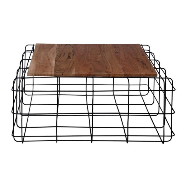 SORREL Τραπεζάκι Σαλονιού Καθιστικού, Μέταλλο Βαφή Μαύρο, Ξύλο Ακακία Φυσικό 80x80x35cm - Image 6