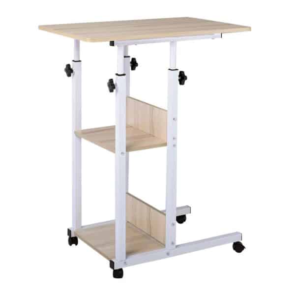 LIFT Βοηθητικό Τραπεζάκι Μέταλλο Βαφή Άσπρο, Melamine Απόχρωση Maple 60x40x78/92cm - Image 7