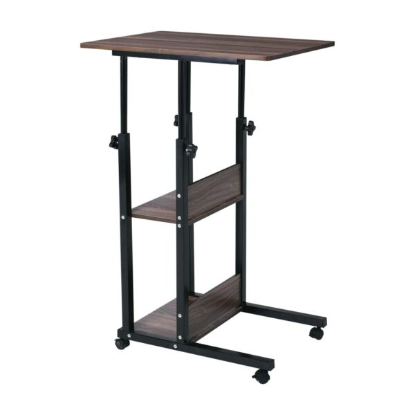 LIFT Βοηθητικό Τραπεζάκι Μέταλλο Βαφή Μαύρο, Melamine Απόχρωση Σκούρο Καρυδί 60x40x78/92cm - Image 8