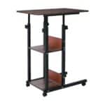 LIFT Βοηθητικό Τραπεζάκι Μέταλλο Βαφή Μαύρο, Melamine Απόχρωση Σκούρο Καρυδί 60x40x78/92cm - Image 9