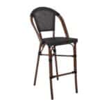 COSTA Σκαμπό BAR με Πλάτη, Αλουμίνιο Απόχρωση Καρυδί, Textilene Μαύρο 50x55x76/116cm - Image 8