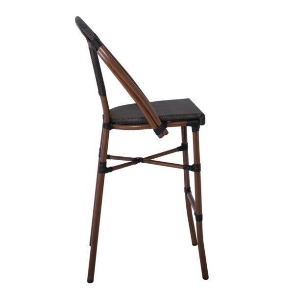 COSTA Σκαμπό BAR με Πλάτη, Αλουμίνιο Απόχρωση Καρυδί, Textilene Μαύρο 50x55x76/116cm - Image 9