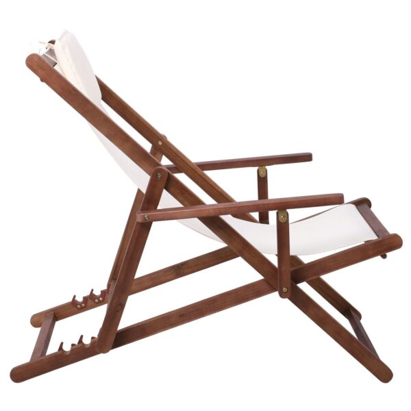 Σαιζ-Λόνγκ - Ξαπλώστρα με Μπράτσα 3 Θέσεων Acacia - Ύφασμα Εκρού Water Repellent 66x104x75cm - Image 7