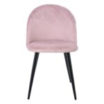 BELLA Καρέκλα Τραπεζαρίας, Μέταλλο Βαφή Μαύρο, Ύφασμα Velure Απόχρωση Dirty Pink 50x56x80cm - Image 10