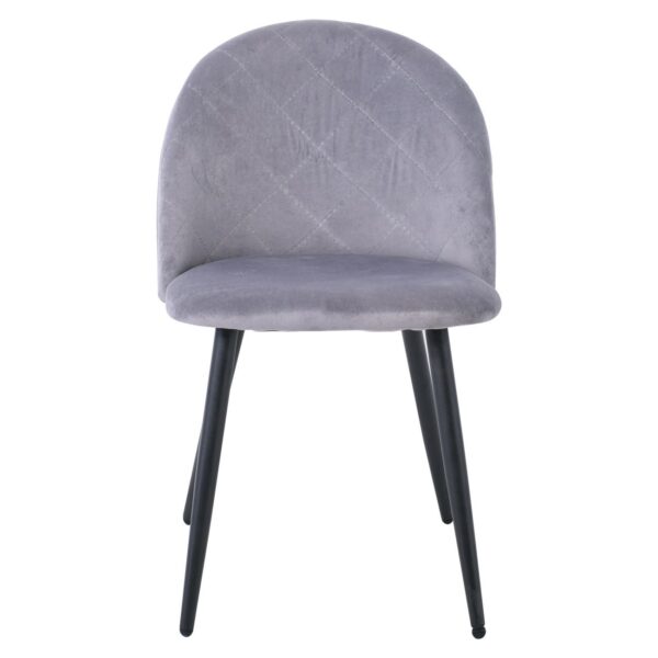 BELLA Καρέκλα Τραπεζαρίας, Μέταλλο Βαφή Μαύρο, Ύφασμα Velure Απόχρωση Γκρι 50x56x80cm - Image 10